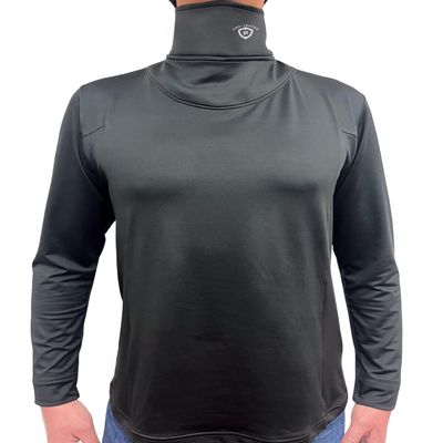 NineFit Basics PRO-TECETED Premium ICE Hockey NECKGUARD with Baselayer Long Sleve - Youth and Adult Sizes Black (Adult Large, Polyurethane (PU))