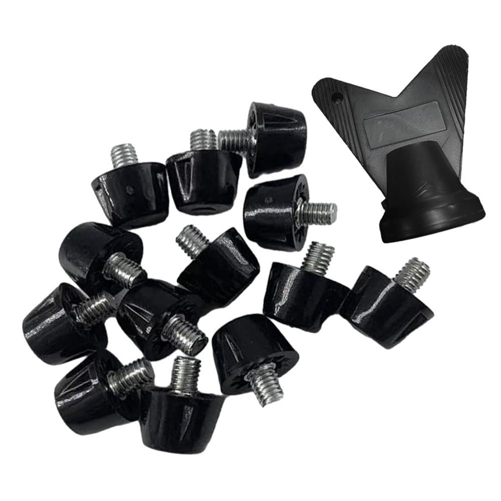 Grimmstr 12 PCS Football Boot Spikes Professional Soccer Boot Cleats M5 Replacement Accessories Studs with Wrench Track Shoes Spikes 10mm, Black