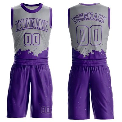 Custom Purple Light Grey Basketball Jesery Uniform Personalized Basketball Shorts Printed Team Name Number Logo for Men Women Youth Plus Size