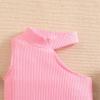 New Born Baby Boy Suit Gift Set Girls Suit Strapless Short Sleeved Tops Broken Jeans Two Piece (Pink, 18-24 Months) view 4
