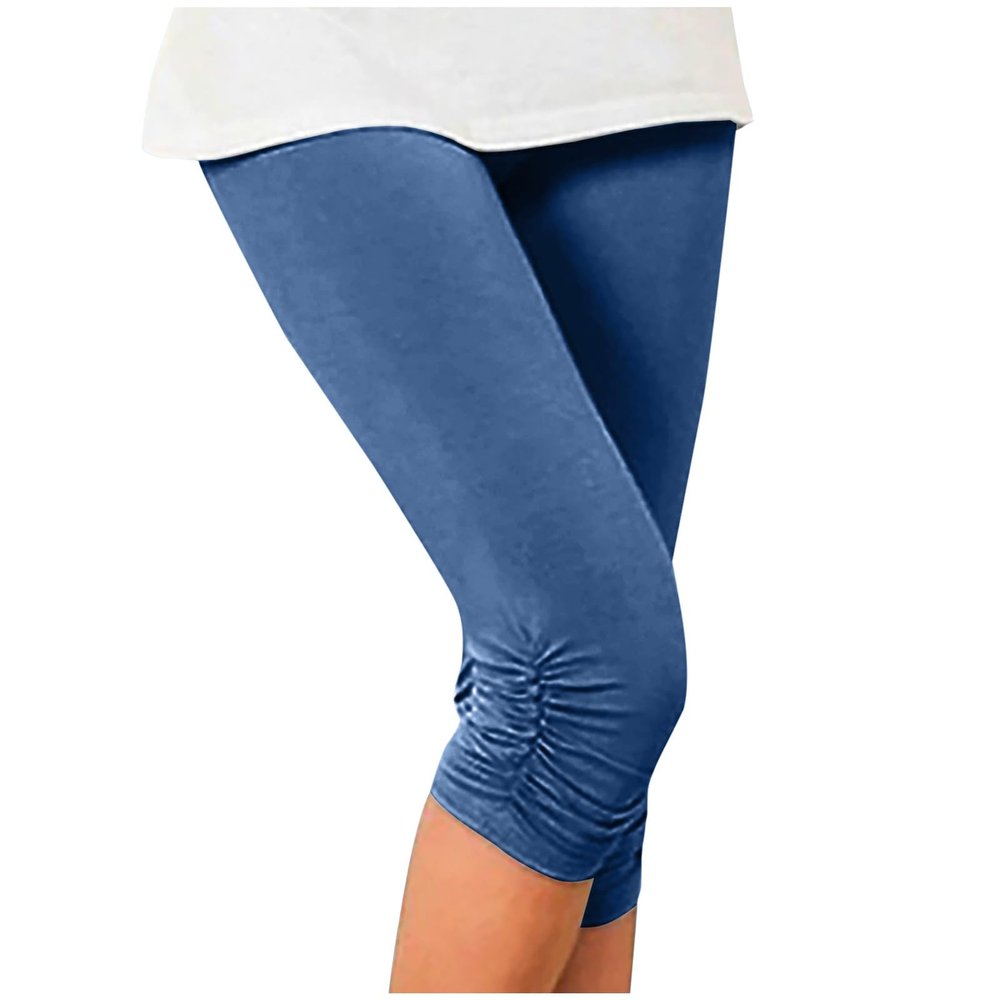 ZYXTIM Stretch Capris for WomenYoga Pants with Pockets for Women Capri Pants High Waist Flare Leggings Bootcut Workout Casual Dress Bootleg A-Blue