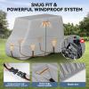 100% Waterproof 1200D Solution-Dyed Golf Cart Cover Universal Fit Yamaha,Honda,Club Car,EZGO and Most Brand Golf Cart for 2/2+2/4/4+2/6 Seats with Zipper Door,Storage Bag,Fit for 2+2/4 Passenger Cart view 3