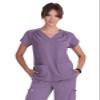 KOI Planet Meadow Women's 2-Pocket Eco-Friendly Scrub Top Dusty Grape XX-Small view 1