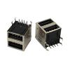 100Pcs Double USB Type A Female Black Solder Jacks Connector PCB Socket USB-A Type 90 Degrees 8pins view 1