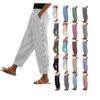 Generic Clearance Warehouse Cropped Pants for Women Petite Cotton Linen Casual Summer Capri Pants Printed Cropped Comfy Baggy Trousers with Pockets Palazzo Lounge Pants Light Blue, Small view 2
