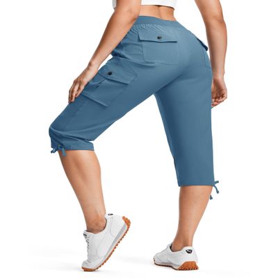 ISEEGZ Hiking Capris for Women with Pockets Lightweight Quick Dry Cargo Capri Travel Pants Women Casual Women's Capris