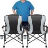 2 Pack Oversized Folding Camping Chair for Adults, Supports 450 LBS Camping Chairs, Heavy Duty Camping Chair with Side Pockets, Foldable Outdoor Chair for Camping, Beach, Fishing, Hiking, Black-Gray view 1