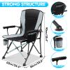 2 Pack Oversized Folding Camping Chair for Adults, Supports 450 LBS Camping Chairs, Heavy Duty Camping Chair with Side Pockets, Foldable Outdoor Chair for Camping, Beach, Fishing, Hiking, Black-Gray view 2