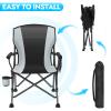 2 Pack Oversized Folding Camping Chair for Adults, Supports 450 LBS Camping Chairs, Heavy Duty Camping Chair with Side Pockets, Foldable Outdoor Chair for Camping, Beach, Fishing, Hiking, Black-Gray view 3