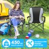 2 Pack Oversized Folding Camping Chair for Adults, Supports 450 LBS Camping Chairs, Heavy Duty Camping Chair with Side Pockets, Foldable Outdoor Chair for Camping, Beach, Fishing, Hiking, Black-Gray view 4