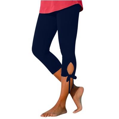 Capri Leggings with Pockets High Waist V Cross Bootcut Bell Bottoms Tummy Control Yoga Pants B-Navy
