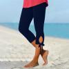 Capri Leggings with Pockets High Waist V Cross Bootcut Bell Bottoms Tummy Control Yoga Pants B-Navy view 2