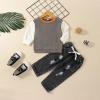 Boy 4 Month Clothes Kids Outfit Soft Cotton Warm Crewneck Round Neck Long Sleeve Solid Color (Grey, 12-18 Months) view 2