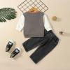 Boy 4 Month Clothes Kids Outfit Soft Cotton Warm Crewneck Round Neck Long Sleeve Solid Color (Grey, 12-18 Months) view 3