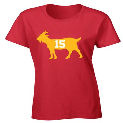 Red Mahomes Goat Logo Womens T-Shirt Adult Large