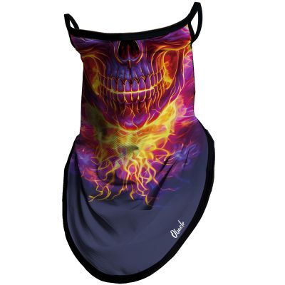 Obacle Bandana Face Mask with Ear Loops Neck Gaiter Face Mask Scarf Face Cover for Men Women (Skull Purple Fire Face)