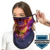 Obacle Bandana Face Mask with Ear Loops Neck Gaiter Face Mask Scarf Face Cover for Men Women (Skull Purple Fire Face) view 3