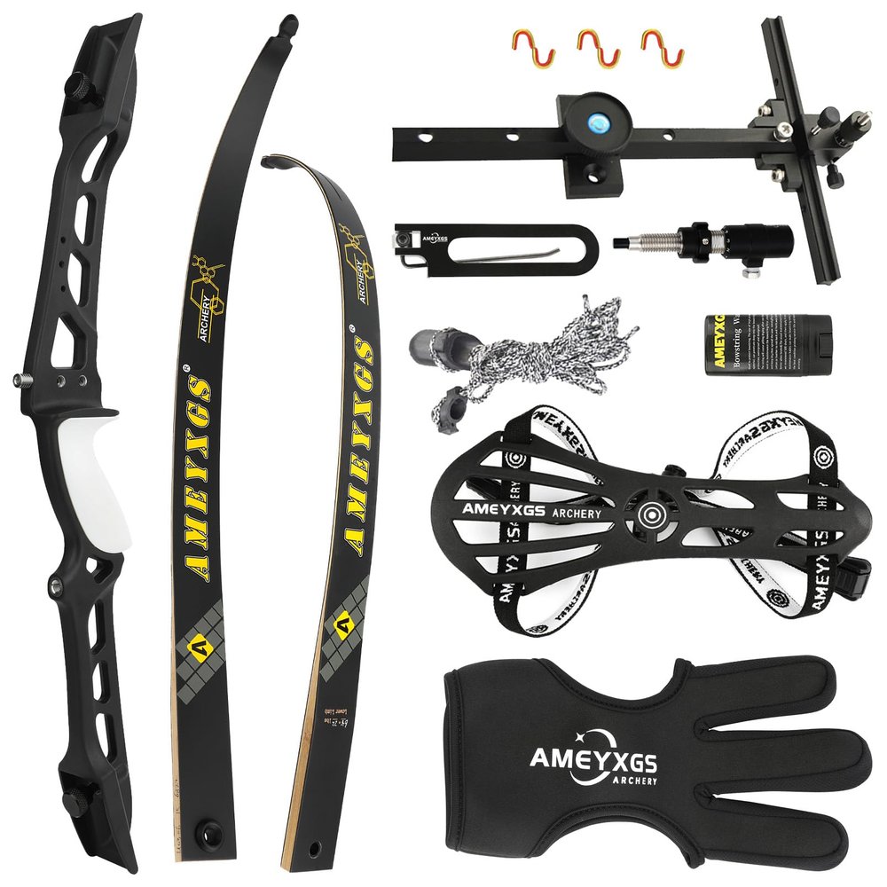 Archery Takedown Recurve Bow - 66/68/70" 14~40Lbs Draw Weight Recurve Bow for Competition Target Shooting, CNC Aluminum Alloy Riser & High Performance Bow Limbs Black (66 inch, 18 lbs)