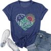 Adventure Awaits Shirt for Women Funny Mountain Road Graphic Kindness Heart Printed Tee Top Hiking Outdoor Workout Tops, Blue XXL view 1
