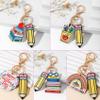COLORFUL BLING Wooden Rainbow Tassel Keychain Rainbow Inspirational Gifts Teacher Keyring for Teacher's Day Gift-Book&Apple, 1 view 4