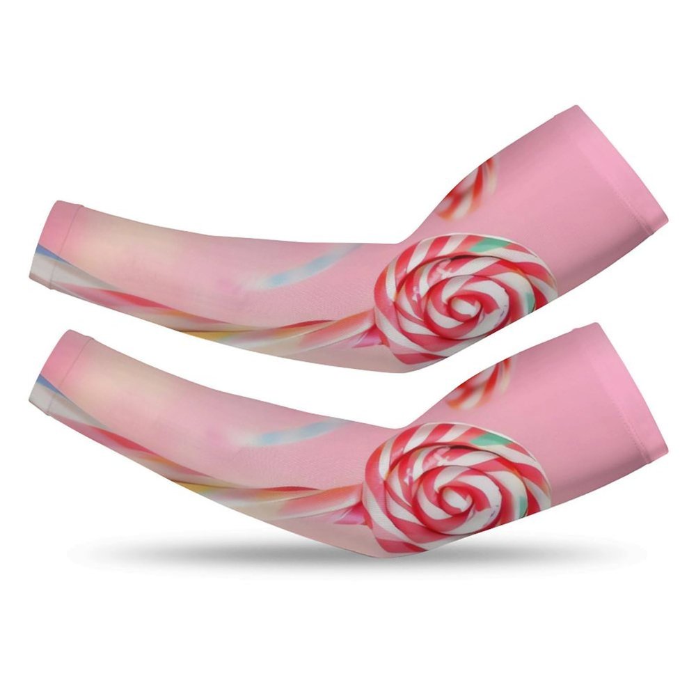 OURTEV Sun Protection Arm Sleeves Colorful Lollipop Sports Cooling Arm Compression Sleeves for Men Women