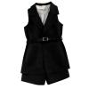 Cute Girls Clothes for Teens Kids Girls' Set Spring/Summer Solid Color Sleeveless Pocket Coat Shorts (Black, 4-5 Years) view 1