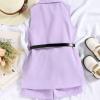 Cute Girls Clothes for Teens Kids Girls' Set Spring/Summer Solid Color Sleeveless Pocket Coat Shorts (Black, 4-5 Years) view 4