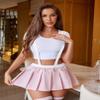 Avidlove Women Schoolgirl Lingerie Sexy Roleplay Student Lingerie Set with Tie Top Shirt and Mini Skirt view 4