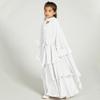 Chiffon Abaya Dress - Muslim Girls' Prayer Dress with Hijab, Layered, Open Front Cardigan, White, 9-10 Years view 2