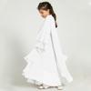 Chiffon Abaya Dress - Muslim Girls' Prayer Dress with Hijab, Layered, Open Front Cardigan, White, 9-10 Years view 3