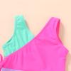 YOUNGER TREE Toddler Girl One Piece Swimsuit Color Block Stripe Swimwear Summer Beach Bathing Suit(Bright Pink Candy Color Block,2-3T) view 2