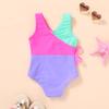 YOUNGER TREE Toddler Girl One Piece Swimsuit Color Block Stripe Swimwear Summer Beach Bathing Suit(Bright Pink Candy Color Block,2-3T) view 3