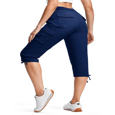 ISEEGZ Hiking Capris for Women with Pockets Lightweight Quick Dry Cargo Capri Travel Pants Women Casual Women's Capris