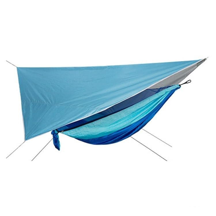TTANPSON Hammock Portable Nylon Camping Hammock with Waterproof Rain Fly Canopy Tarp for Outdoor Hanging Bed Sleeping, Blue