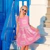 Aflyko Girls Dresses Pink Cartoon Pig Funny Summer Sleeveless Dress Casual Fit Toddler Playwear Infant Lovely Everyday Wear Themed Birthday Party Dress 3T view 3
