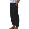 Generic Clearance Deals Under 5 Dollars Cropped Pants for Women Plus Summer Cotton Linen Cropped Wide Leg Pants Capris Women Ladies Casual Loose Palazzo Pant Work Elastic Pocket Black, XX-Large view 1
