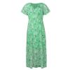 FQFGGYD Women's Flowy Maxi Dress Ruffled Beach Sundress Chiffon Floral Long Skirts Short Sleeve V-Neck Waist Loose Long Dress Green view 4