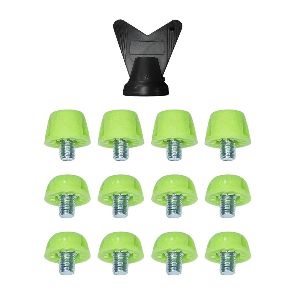 Menolana 12Pcs Track Shoes Spikes Rugby Shoes M5 Turf Anti Slip with Wrench Soccer Boot Cleats Football Boot Spikes for Training, Green