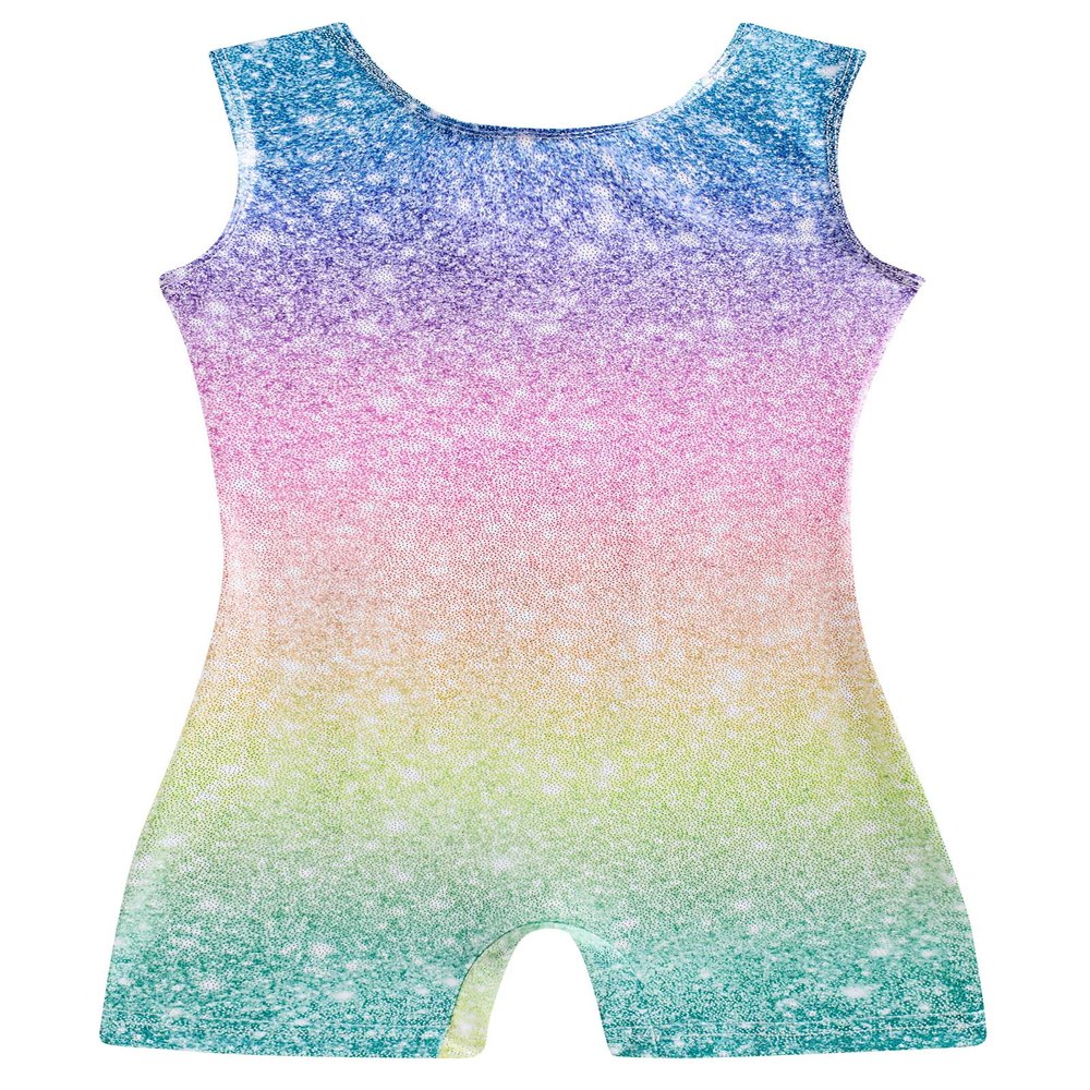 Funnycokid Gymnastics Leotards for Girls Kids Outfits Sparkly Clothes Ballet Unitard One Piece, diamond rainbow, 4-5T