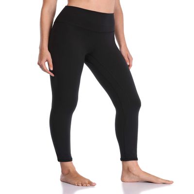 YUNOGA Women's High Waisted Workout Leggings 25" Inseam Ultra Soft Tummy Control Yoga Pants (XXL, Black)