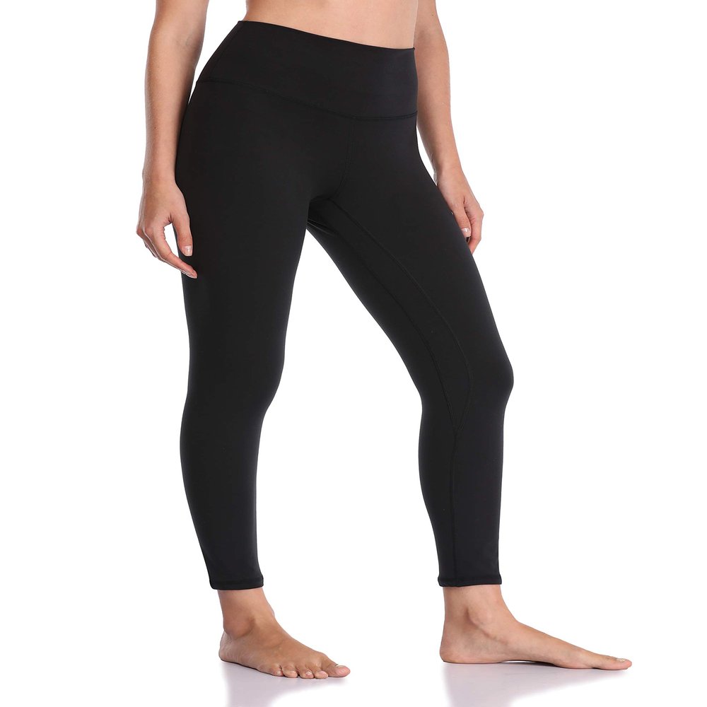 YUNOGA Women's High Waisted Workout Leggings 25" Inseam Ultra Soft Tummy Control Yoga Pants (XXL, Black)