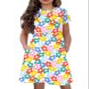 21KIDS Girls Floral Dress Kids Boho Short Sleeve Pleated Casual Dress with Pockets for Girls, White3, 6 Years view 2