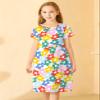 21KIDS Girls Floral Dress Kids Boho Short Sleeve Pleated Casual Dress with Pockets for Girls, White3, 6 Years view 3