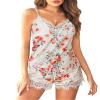 Avidlove Sexy Pajama Set for Women Pj Sets Woman Cami Lace Sleepwear Soft 2 Piece (Flower,S) view 1