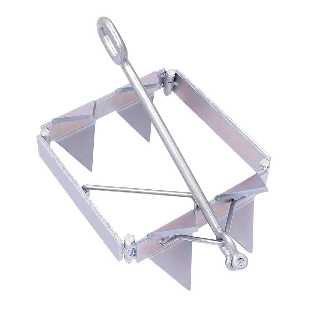 Yellulu Boat Slide Anchors, Folding Anchor Prevents Anchor Slide 13lb, Galvanized Foldable Sliding Cube Anchor | 11.72in Anchor Handle | Anchor Rope Not Included | for Up to 22Ft Boats Pontoon