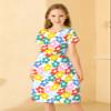 21KIDS Girls Floral Dress Kids Boho Short Sleeve Pleated Casual Dress with Pockets for Girls, White3, 10 Years view 4