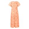 FQFGGYD Women's Flowy Maxi Dress Ruffled Beach Sundress Chiffon Floral Long Skirts Short Sleeve V-Neck Waist Loose Long Dress Orange view 2
