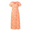 FQFGGYD Women's Flowy Maxi Dress Ruffled Beach Sundress Chiffon Floral Long Skirts Short Sleeve V-Neck Waist Loose Long Dress Orange view 3