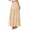 FQFGGYD Flowy Long Skirt for Women Summer Elegant High-Waisted Dress A-Line Skirt Cocktail Wedding Guest Flared Beach Dresses Beige view 2