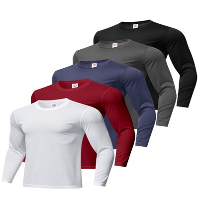 5 Pack Men's Long Sleeve Shirts Sun Protection Shirts Lightweight UPF 50+ Rash Guard for Running Workout Fishing